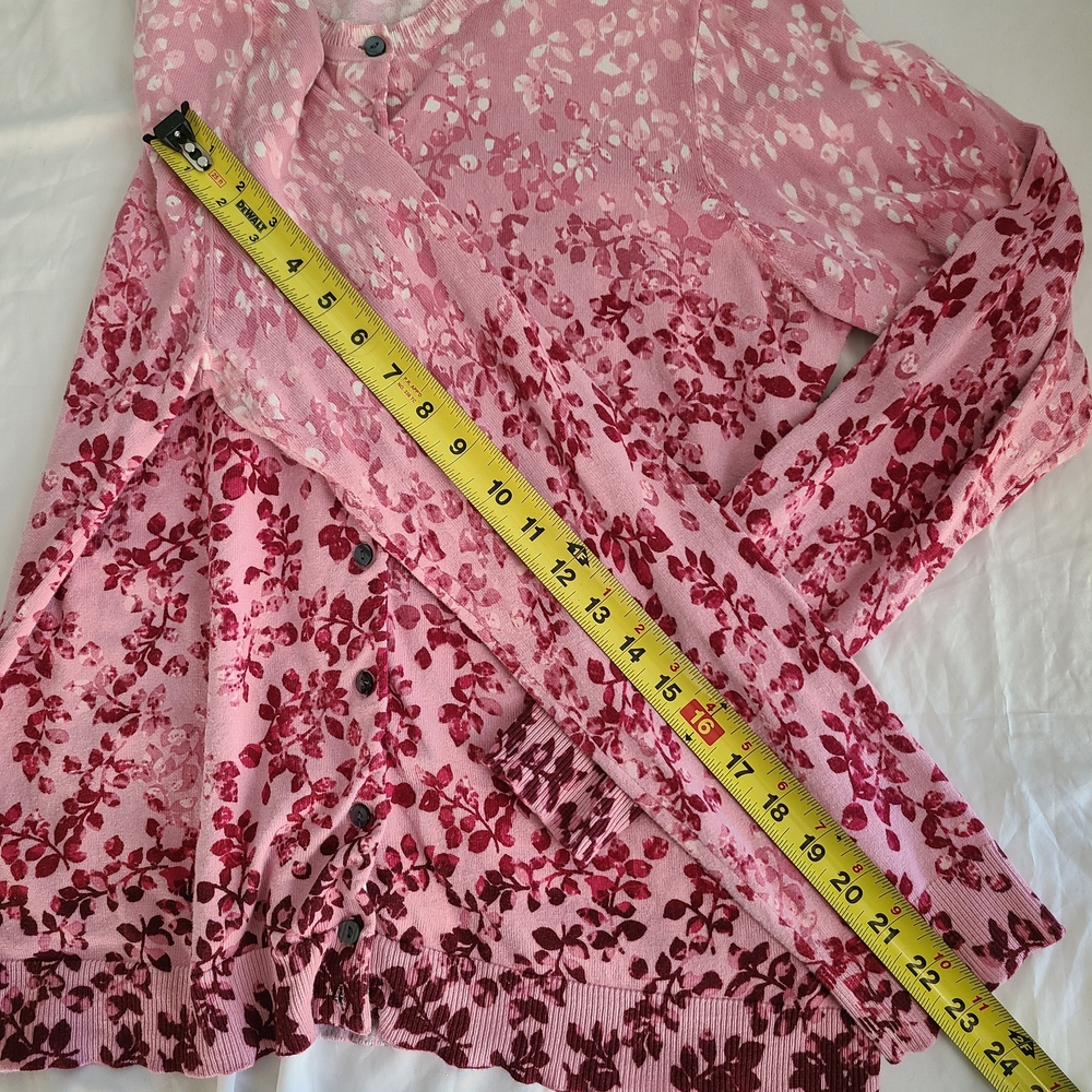 Karen Scott Pink Floral Cardigan - Picture 5 of 8
